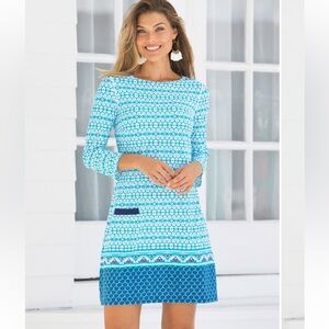 CABANA LIFE Mini Shift Dress SPF50 Aruba Blue Size S Small $134 NWT